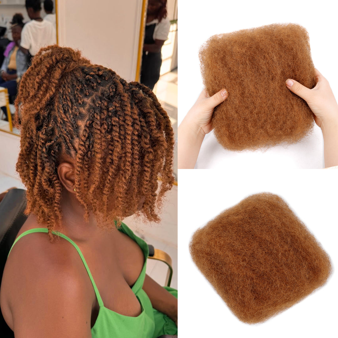 Afro Kinkys Bulk Human Hair 50g 12Inch -100% Real Human Hair for Mini Twist, Braiding, Loc Extensions & Crochet, Kinky Curly Hair Bundles