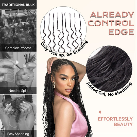 BLL Pre-Divided Deep Wave Human Braiding Hair for Boho Braids