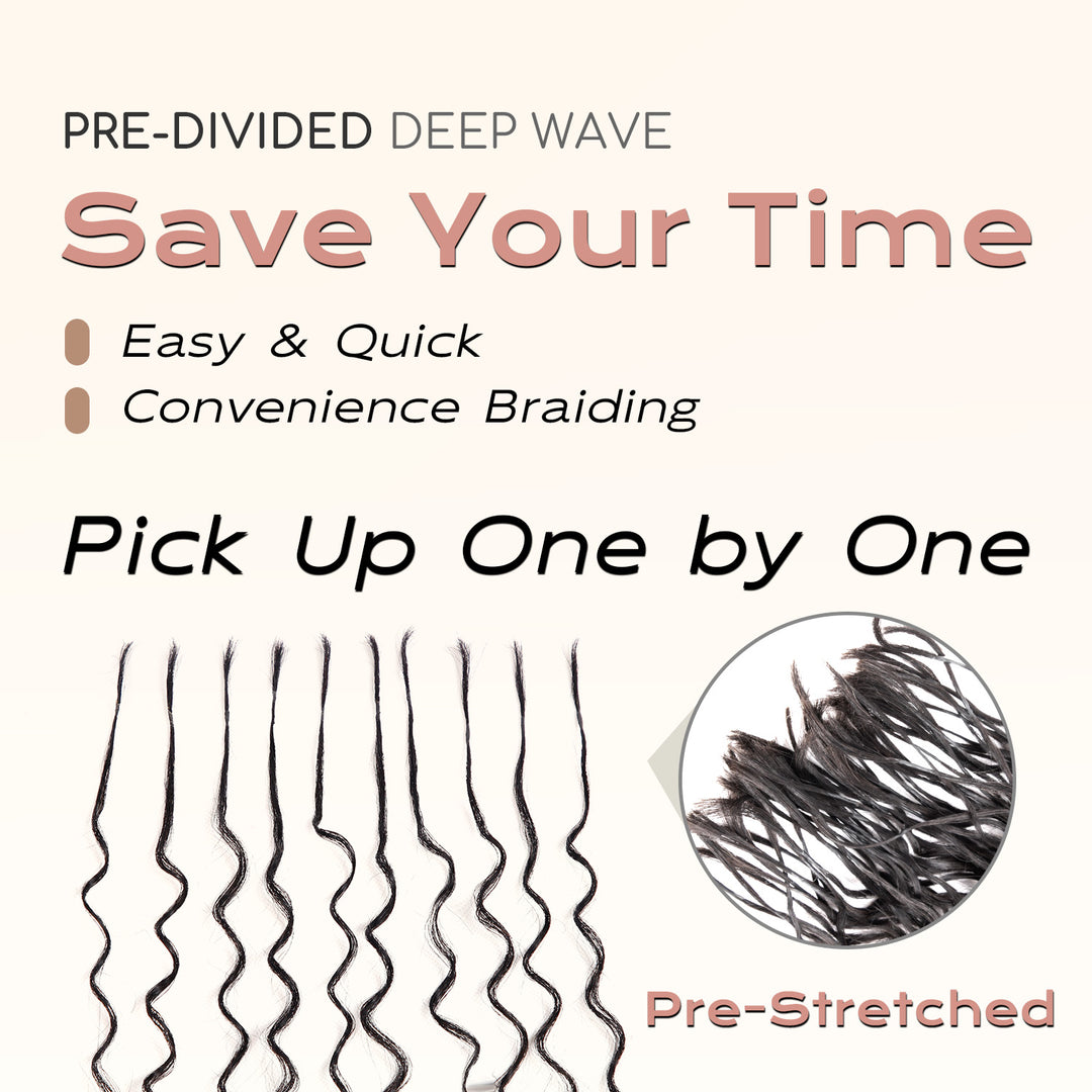 BLL Pre-Divided Deep Wave Human Braiding Hair for Boho Braids