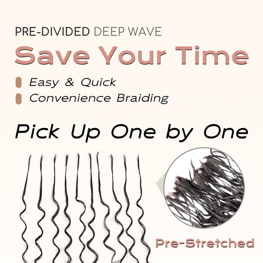 BLL Pre-Divided Deep Wave Human Braiding Hair for Boho Braids