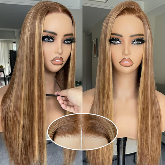 BLL Wear and Go Glueless Wigs, Pre Plucked Pre Cut Lace 6x4.5 Lace Front Wig for Beginners 26inch Natural Black Straight Glueless Synthetic Wig for Black Women