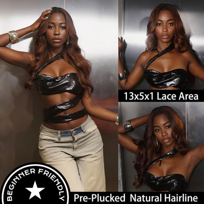 13x5x1 Tpart Wig Pre Plucked Hairline Glueless Wig Synthetic Body Wave 26 Inch Lace Front Wig