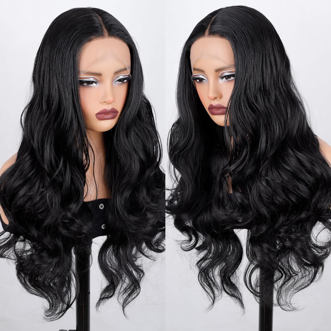 13x5x1 Tpart Wig Pre Plucked Hairline Glueless Wig Synthetic Body Wave 26 Inch Lace Front Wig