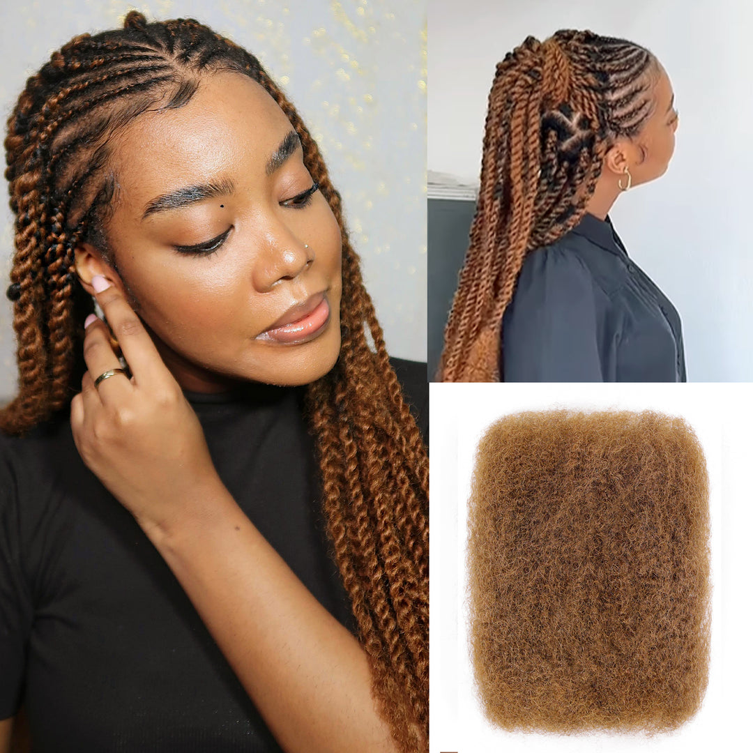 BLL 16 Inch Afro Kinkys Bulk Human Hair for Mini Twist Braiding Dreadlock Loc Extensions