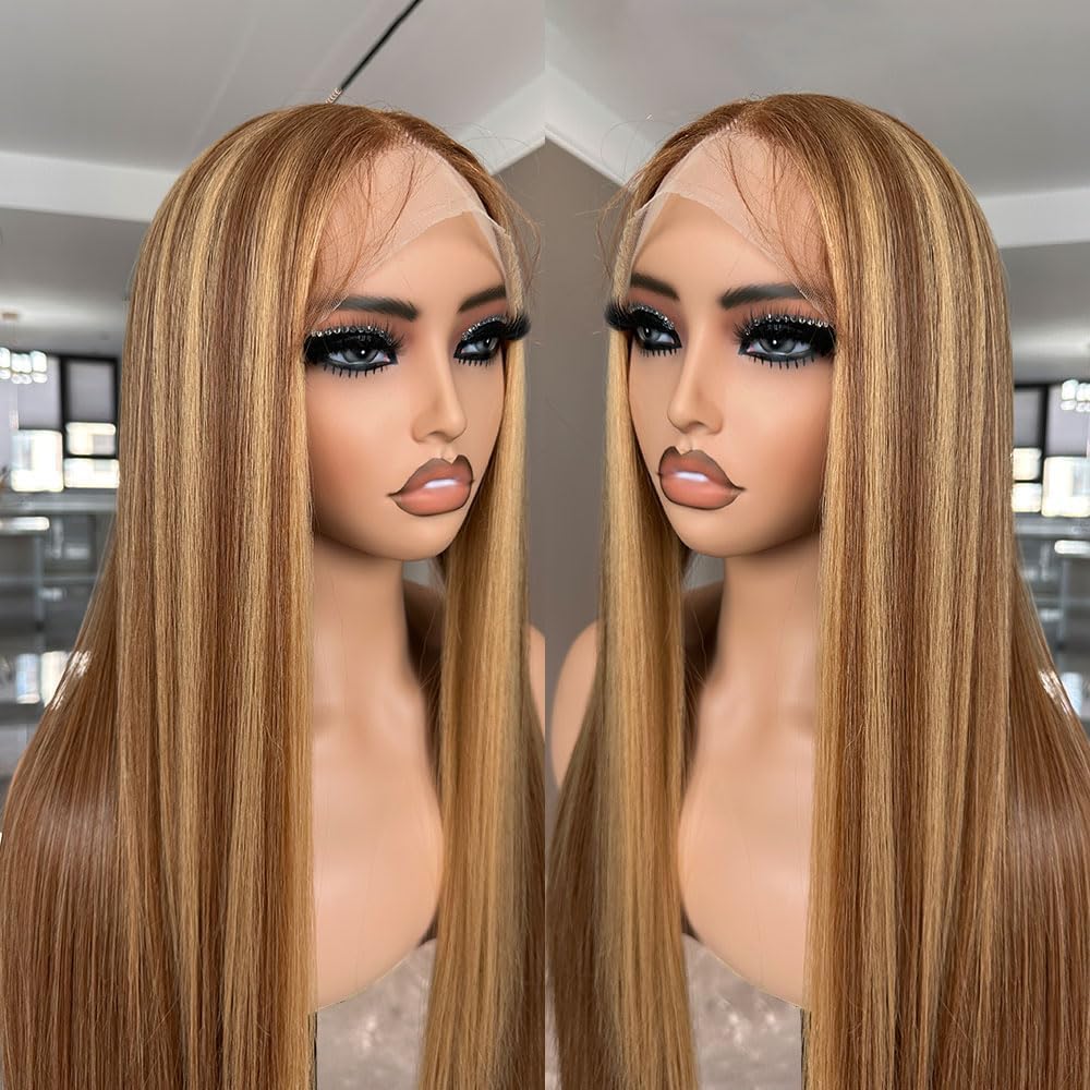 30 Inch Honey Blonde HD Lace Front Wig Pre Plucked Ready to Wear Glueless 13x5x1 Highlight Synthetic Lace Front Wig for Women