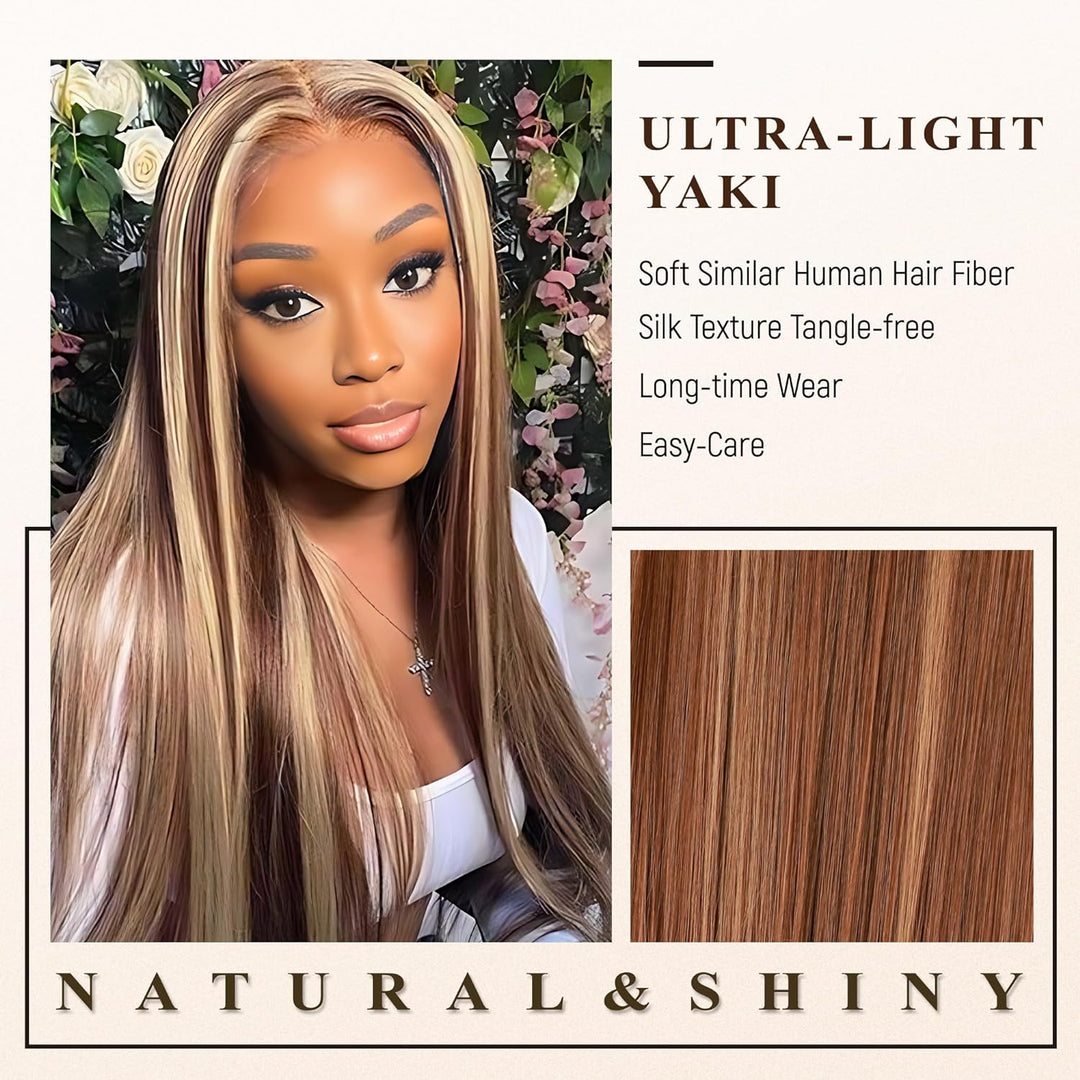 30 Inch Honey Blonde HD Lace Front Wig Pre Plucked Ready to Wear Glueless 13x5x1 Highlight Synthetic Lace Front Wig for Women