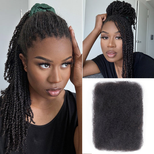 BLL Afro Kinkys Bulk Human Hair-100% Human Hair for Mini Twist Braiding Dreadlock Loc Extensions Afro Kinky Curly Bulk Human Hair