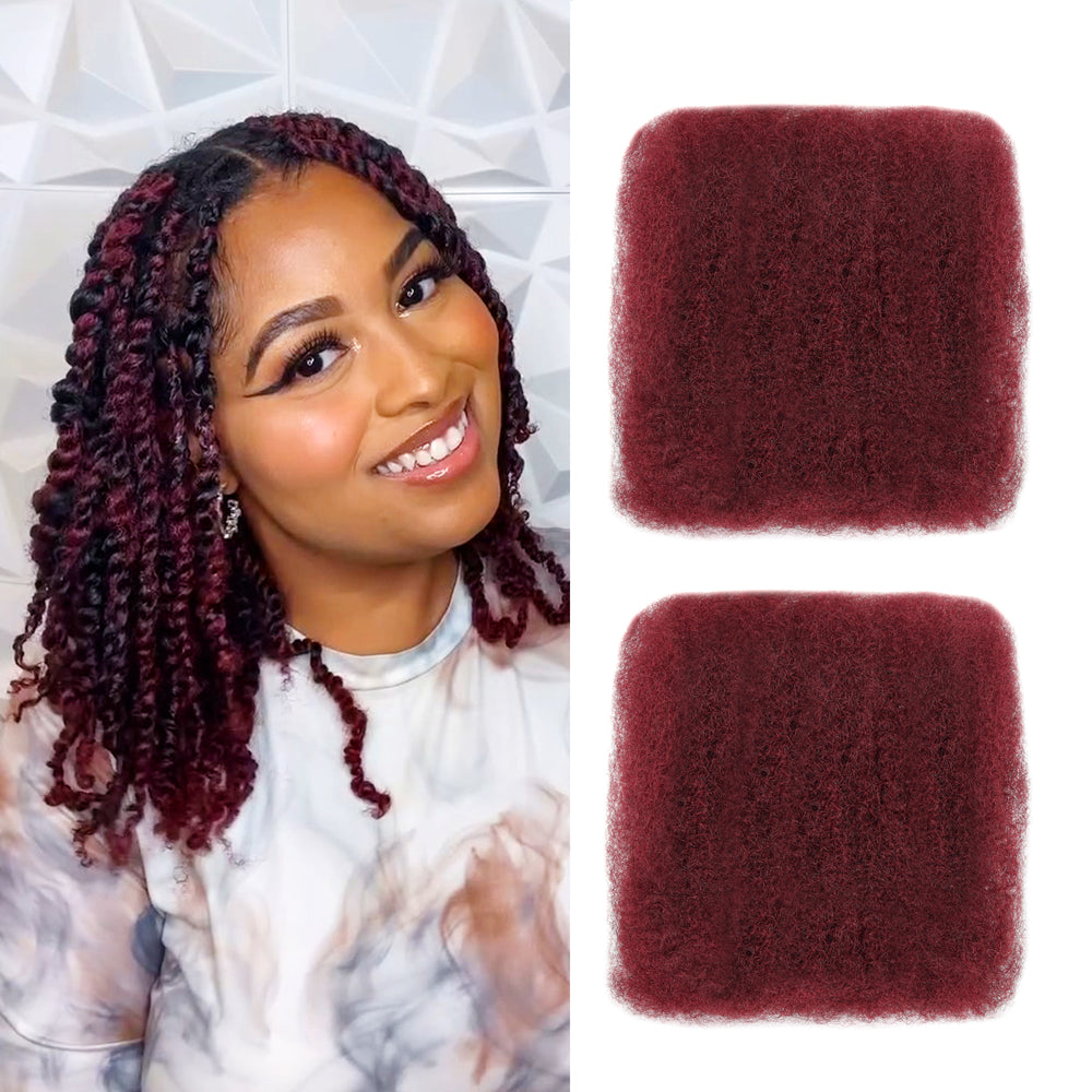 BLL Red Color Afro Kinkys Bulk Human Hair-100% Human Hair for Mini Twist Braiding Dreadlock Loc Extensions