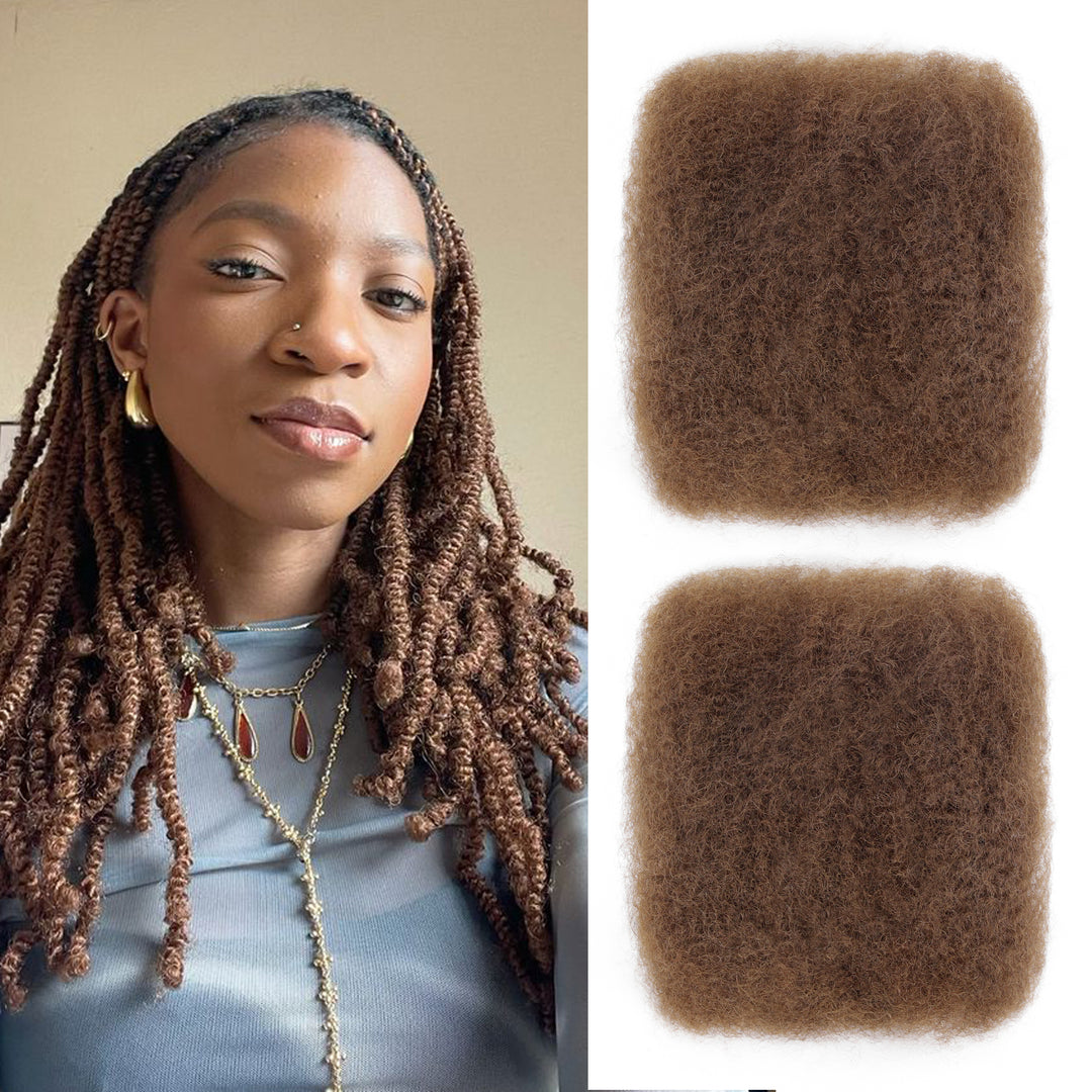 BLL Afro Kinkys Bulk Human Hair-100% Human Hair for Mini Twist Braiding Dreadlock Loc Extensions Afro Kinky Curly Bulk Human Hair