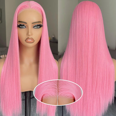 BLL Wear and Go Glueless Wigs, Pre Plucked Pre Cut Lace 6x4.5 Lace Front Wig for Beginners 26inch Natural Black Straight Glueless Synthetic Wig for Black Women