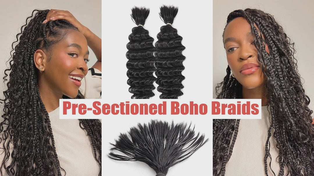 BLL Pre-Divided Deep Wave Human Braiding Hair for Boho Braids